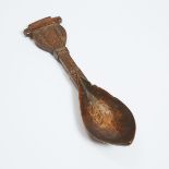 Celtic Carved Fruitwood Love Spoon, 19th century, length 10 in — 25.5 cm