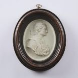 Plaster Relief Oval Profile Portrait Plaque of Sir Isaac Newton, 19th century, 6.4 x 5.3 in — 16.2 x