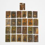 Set of 24 Qajar Persian "As Nas" Papier Maché Playing Cards, 18th/19th century, each 2.4 x 1.6 in —