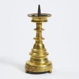 Turned Bronze Pricket Candlestick, 1550, overall height 8.5 in — 21.6 cm