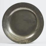 Large English Plain Rim Charger, John Greenbank II, London, late 17th century, diameter 20 in — 50.8