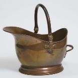 Victorian Copper Helmet Form Coal Hod, ealry-mid 19th century, handle up height 16 in — 40.6 cm