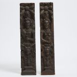 Pair of Tudor Carved Oak Figural Terms, 16th/early 17th century, height 24 in — 61 cm