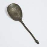 English Pewter Acorn Knop Spoon, 16th century, length 6.5 in — 16.5 cm