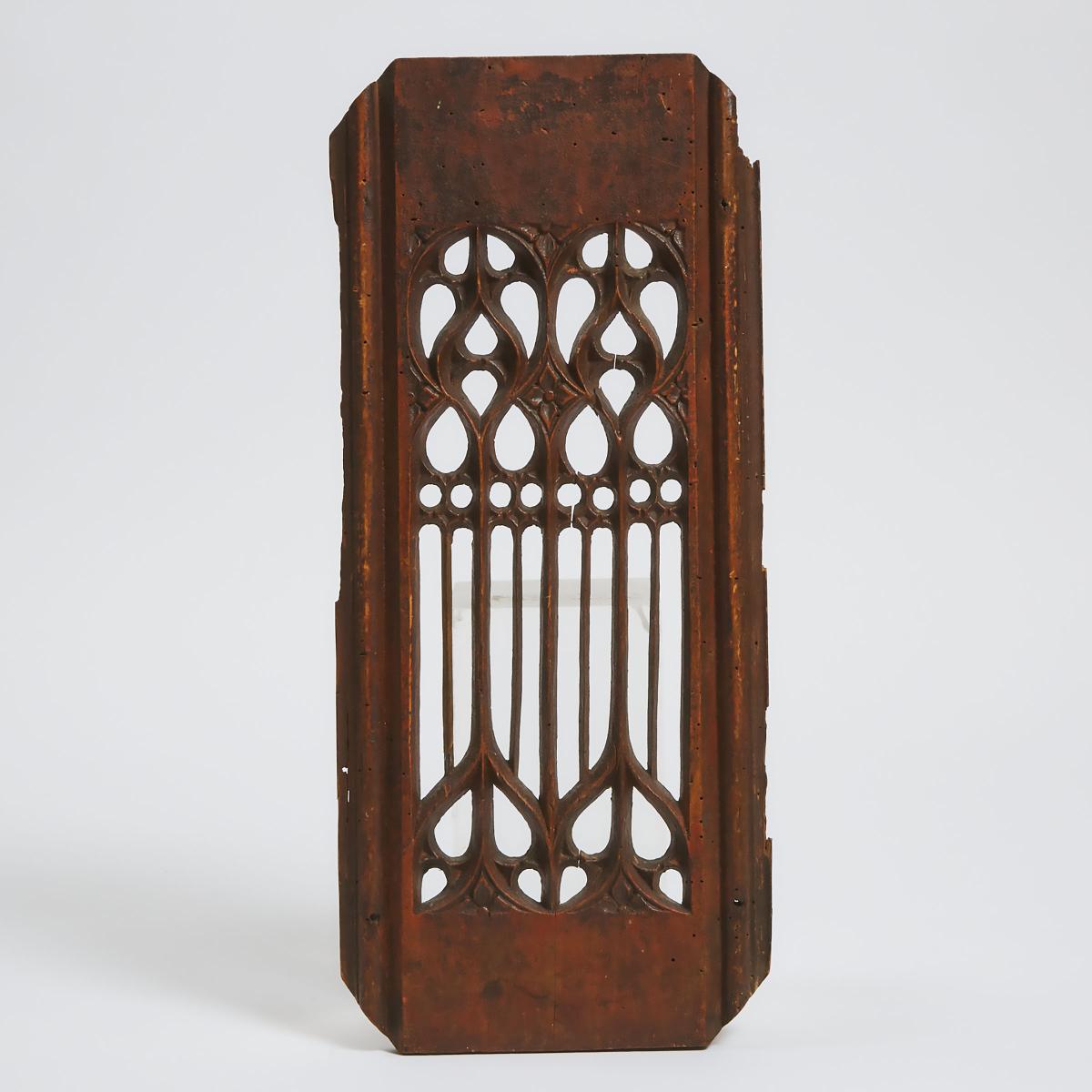Continental Carved Pine Gothic Tracery Panel, 16th century, 18.3 x 8 in — 46.5 x 20.3 cm