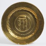 Nuremberg Brass Adam and Eve Alms Dish, 17th century, diameter 17 in — 43.2 cm
