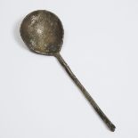 English Pewter Slip Top Spoon, 17th century, length 7.25 in — 18.4 cm