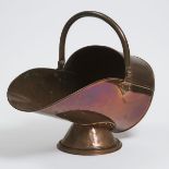 Victorian Copper Coal Hod, Benham and Froude, London, 19th century, handle up height 17 in — 43.2 cm