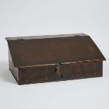 English Oak Slant Front Document Box, early 17th/early 18th century, 9.25 x 24.5 x 16 in — 23.5 x 62