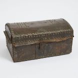 Englsh Dome Lidded Studded Leather Dispatch Box, 17th/early 18th century, 8.75 x 16.25 x 10 in — 22.