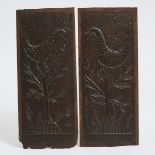Pair of English Relief Carved Oak Cupboard Panels, 17th century, each 14.25 x 6 in — 36.2 x 15.2 cm