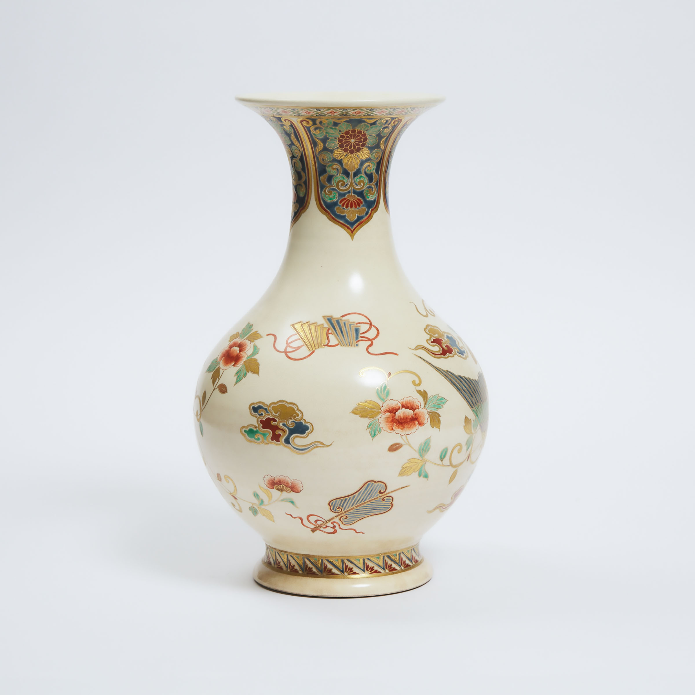 A Satsuma 'Phoenix' Vase, Meiji Period (1868-1912), height 15.7 in — 39.8 cm - Image 3 of 4