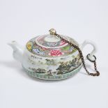 A Well-Painted Famille Rose Teapot and Cover, Jiangxi Jingdezhen Chupin Mark, Dated 1954, 建国初期 景德镇粉彩