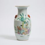 A Chinese Enameled 'Figures and Calligraphy' Vase, Republican Period, Early 20th Century, 民国 汪佩余作 庭院