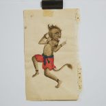 A Book Page Painting of a Demon, Persia/Turkey, 18th Century, 6.9 x 4.3 in — 17.6 x 10.8 cm