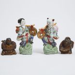 A Group of Four Porcelain Figures, 20th Century, 瓷塑人物一组四件, tallest height 11.6 in — 29.5 cm (4 Piece