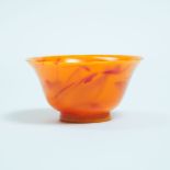 An Imitation Realgar Glass Cup, Qianlong Mark, 乾隆款 仿雄黄料杯, height 1.9 in — 4.7 cm, diameter 3.6 in —