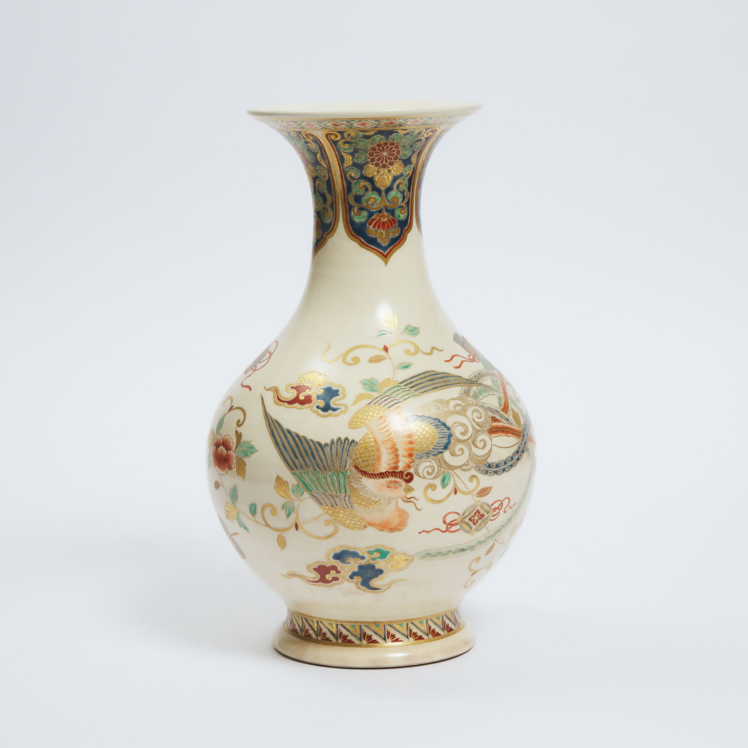 A Satsuma 'Phoenix' Vase, Meiji Period (1868-1912), height 15.7 in — 39.8 cm
