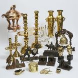 A Large Group of Twenty-Four Vietnamese Bronze and Brass Figures and Wares, Late 19th/20th Century,