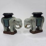 A Pair of Chinese Glazed Stoneware Elephant-Form Garden Seats, Qing Dynasty, 清 彩釉象形座一对, 24.5 x 29 x