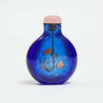 A Sapphire Blue Glass 'Aventurine-Splashed' Snuff Bottle, Qing Dynasty, Early 19th Century, 清 十九世纪早期