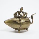 A Large Bronze Peach-Form Incense Burner, Early 20th Century, 民国 桃形铜炉