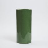 A Green Crackled Glaze Umbrella Stand, 20th Century, 二十世纪 绿釉伞筒, height 18.1 in — 46 cm