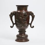 A Japanese Bronze Vase, Meiji Period, Early 20th Century, height 22.5 in — 57.2 cm