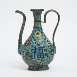 A Cloisonné Enamel Ewer, Ming/Qing Dynasty, 明/清 铜胎掐丝珐琅执壶, height 9.8 in — 24.8 cm