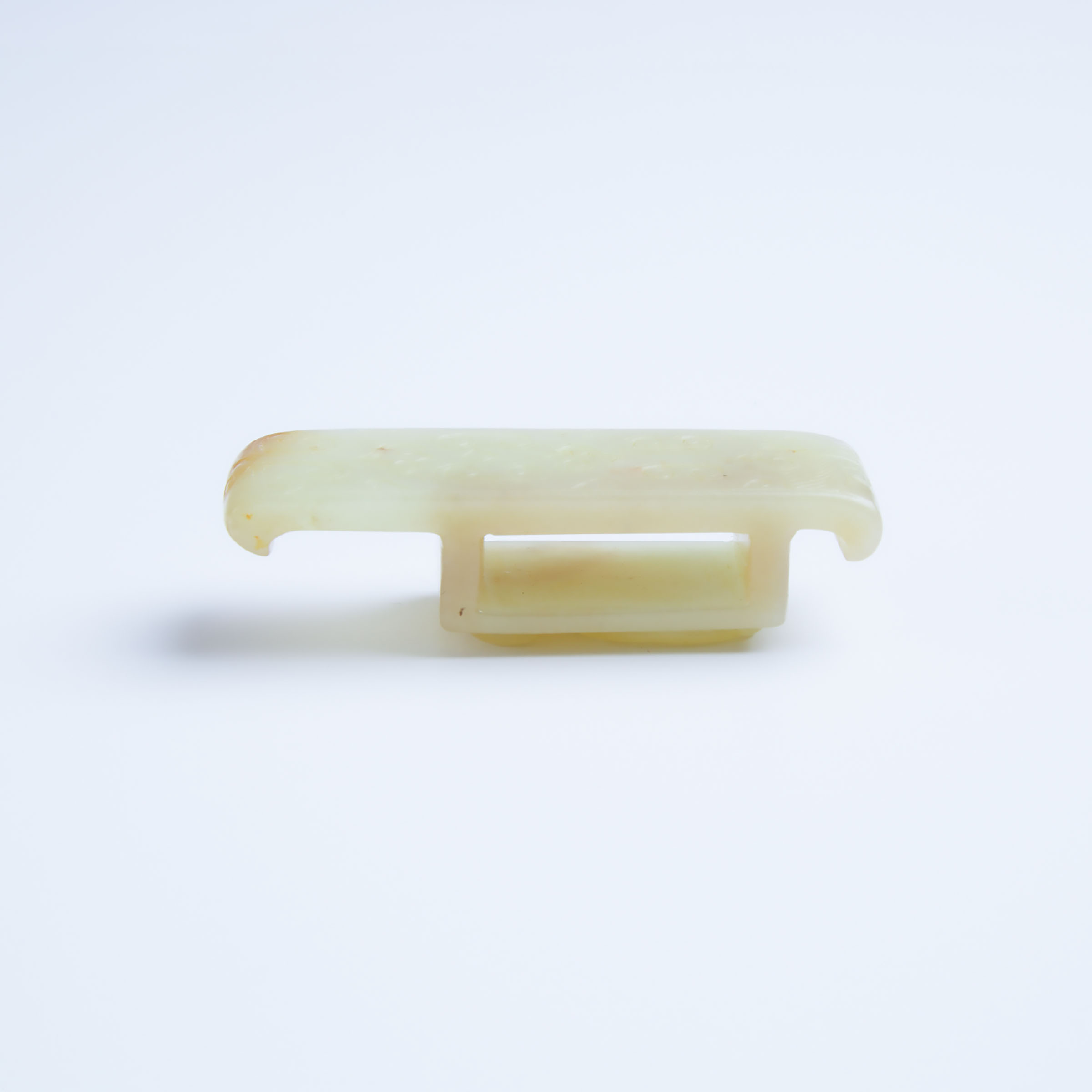 Two White Jade Scabbard Slides, Ming Dynasty, 明 剑璏一组两只, longest length 3.4 in — 8.6 cm (2 Pieces) - Image 3 of 4