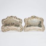 Two Chinese Silver Wedding Plaques, Circa 1940, 民国 银牌一组两件, 6.9 x 9.4 in — 17.5 x 24 cm (2 Pieces)