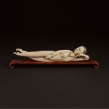 A Large Ivory Figure of a Reclining Lady, 'Medicine/Doctor's Doll', Early to Mid 20th Century, 民国 牙雕