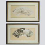 Two Chinese Fan Paintings, Late Qing Dynasty, 晚清 扇面一组两件 纸本, each frame 18.7 x 29.7 in — 47.5 x 75.5