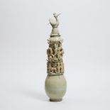 A Song-Style Qingbai Funerary Jar and Cover, 宋式青白盖罐, height 26.8 in — 68 cm