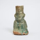 A Nishapur Turquoise-Glazed Human-Form Vessel, Iran, 12th/13th Century, height 8.7 in — 22 cm