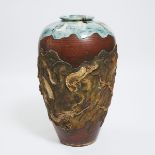 By Ishiguro Kuko, A Monumental Sumidagawa Ceramic 'Dragon' Vase, Meiji/Taisho Period, height 31.5 in