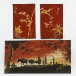 Three Vietnamese Painted Panels, 20th Century, largest 23.9 x 48 in — 60.8 x 122 cm (3 Pieces)