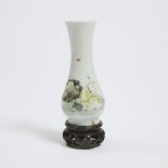 A Small Famille Rose 'Jiang Taigong' Vase, Hongxian Mark, Republican Period, 民国 洪宪款粉彩'姜太公钓鱼'小瓶, heig