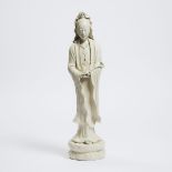 A Large Blanc de Chine Standing Figure of Guanyin, 德化白瓷观音立像, height 22.4 in — 57 cm