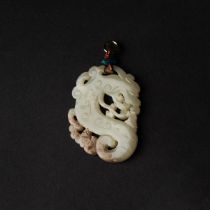 A White Jade 'Dragon and Bat' Pendant, Late Ming/Early Qing Dynasty, 16th/17th Century, 明/清 白玉雕'龙蝠'佩