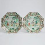 A Pair of Large Arita Gilt and Polychrome Enameled Octagonal Chargers, 18th/19th Century, diameter 1