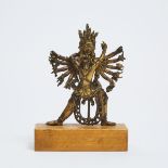 A Tibetan Gilt Bronze Figure of Chakrasamvara, 16th Century or Later, figure 6.2 x 4.5 in — 15.8 x 1