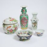 A Group of Five Enameled Porcelain Wares, Kangxi to Republican Period, 17th-Early 20th Century, 康熙至民