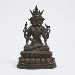 A Bronze Figure of Avalokiteshvara (Guanyin), Yuan Xiu Zao Mark, Ming Dynasty, 16th Century, 明 铜观音坐像