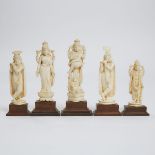 A Group of Five Indian Ivory Figures, Early 20th Century (5 Pieces)