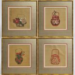 After Yun Bing (1771-1823), A Set of Four Paintings of Flower Arrangements, Republican Period, 恽冰(17