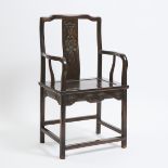 A Chinese Tielimu Zitan-Style Hardwood Chair, Republican Period, 民国 紫檀风格硬木椅, 42.1 x 24.3 x 17.7 in —