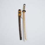 A Wakizashi Koshirae (No Blade) With Shakudo Fittings, Edo Period, Circa 1800, overall length 26.5 i
