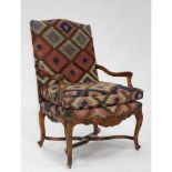 Large French Louis XV Carved Walnut Fauteuil late 18th century, 44.75 x 30 x 28 in — 113.7 x 76.2 x