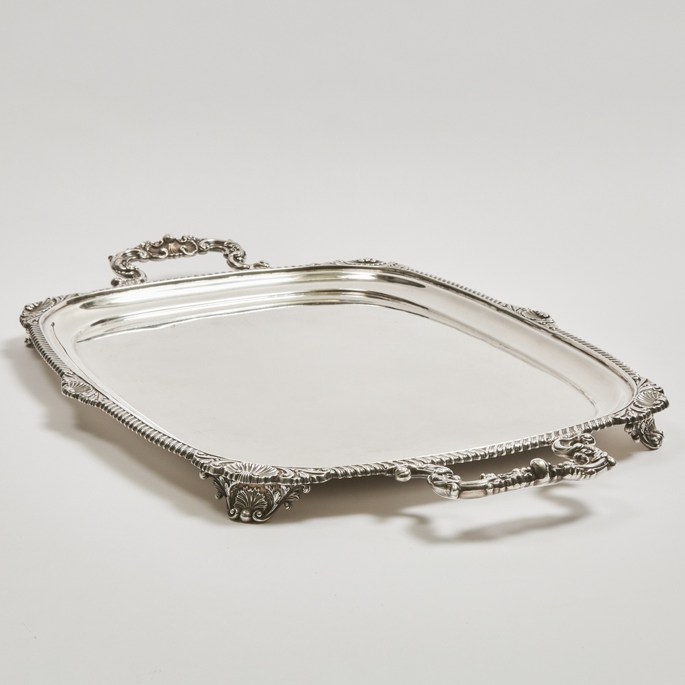 English Silver Rectangular Serving Tray, Barker Brothers, Chester, 1914, length 28 in — 71 cm - Image 2 of 2